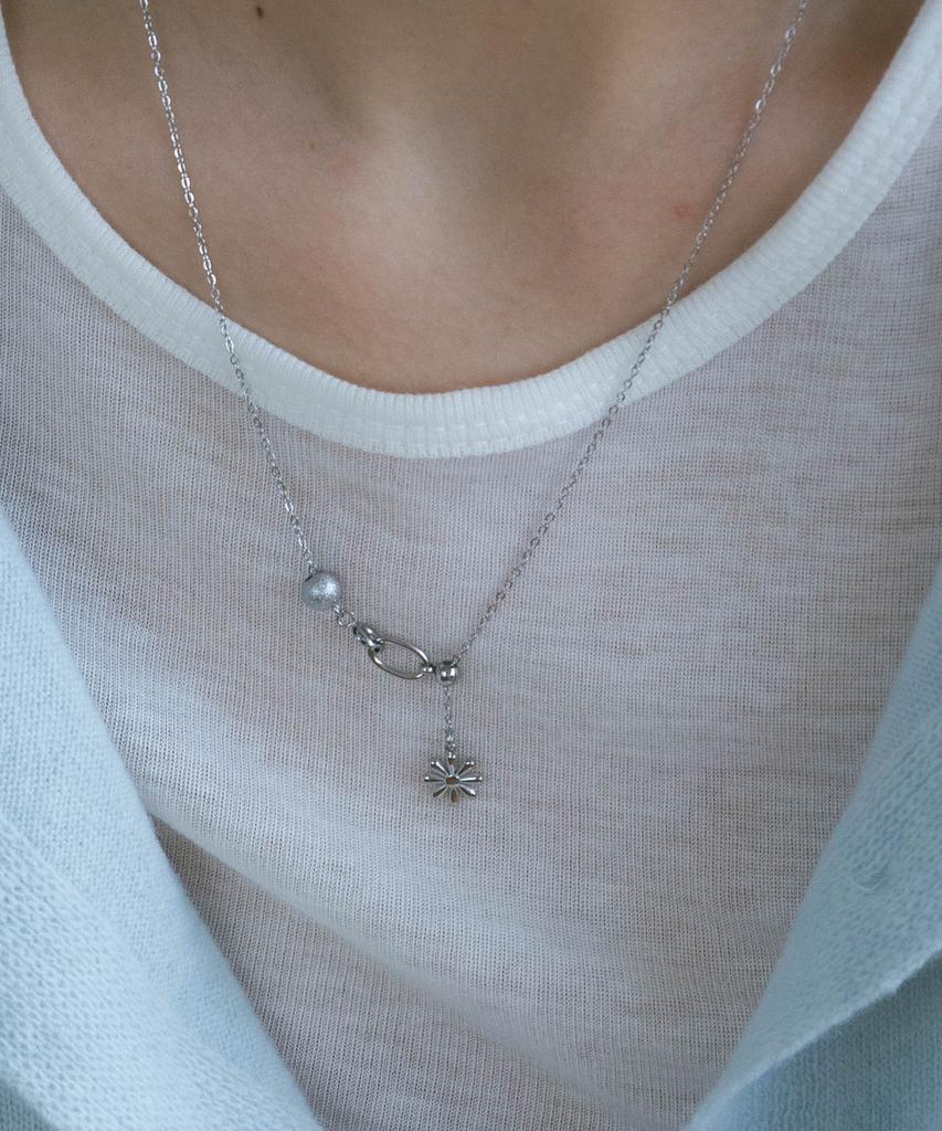 Pearly More Daisy Drop Chain Necklace_Pm26N007Ss