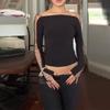 2026 Spring Off-Shoulder Long-Sleeve Lace-up Top