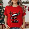 Christmas Alphabet Printed T-Shirt for Women Unisex Fashion Trendy Funny Casual Tops Santa Hat, Reindeer Graphic Tshirt T Shirt