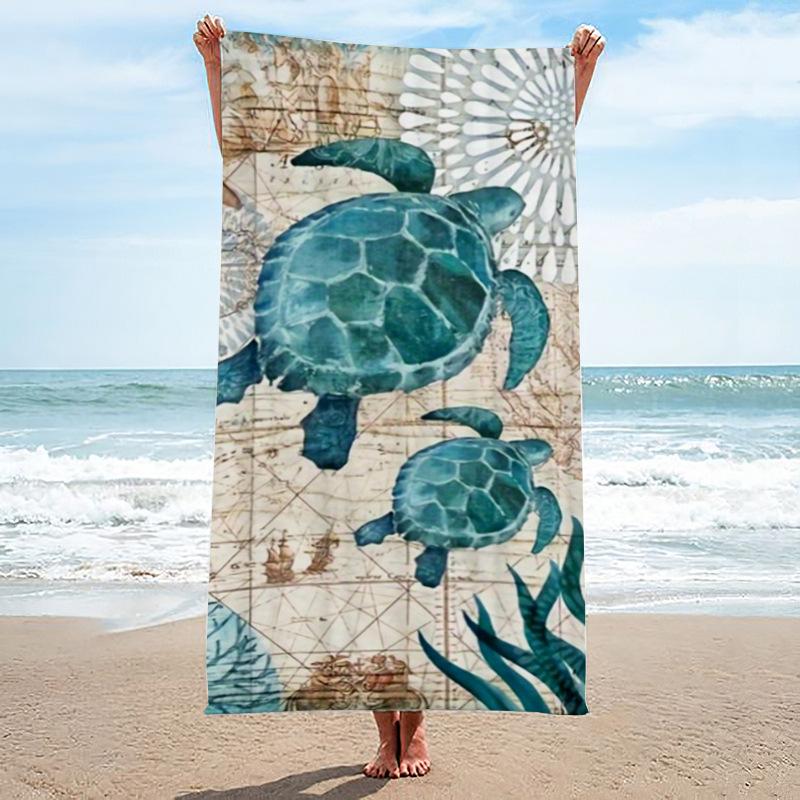 Beach Towel, Bath Towel, Microfiber Towel, Rectangular Beach Mat, Digital Printing Bath Towel, Shawl To Map