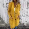Women Knitted Cardigan Sweater Coat Long Sleeve Hooded Solid Color Mid Length with Pockets