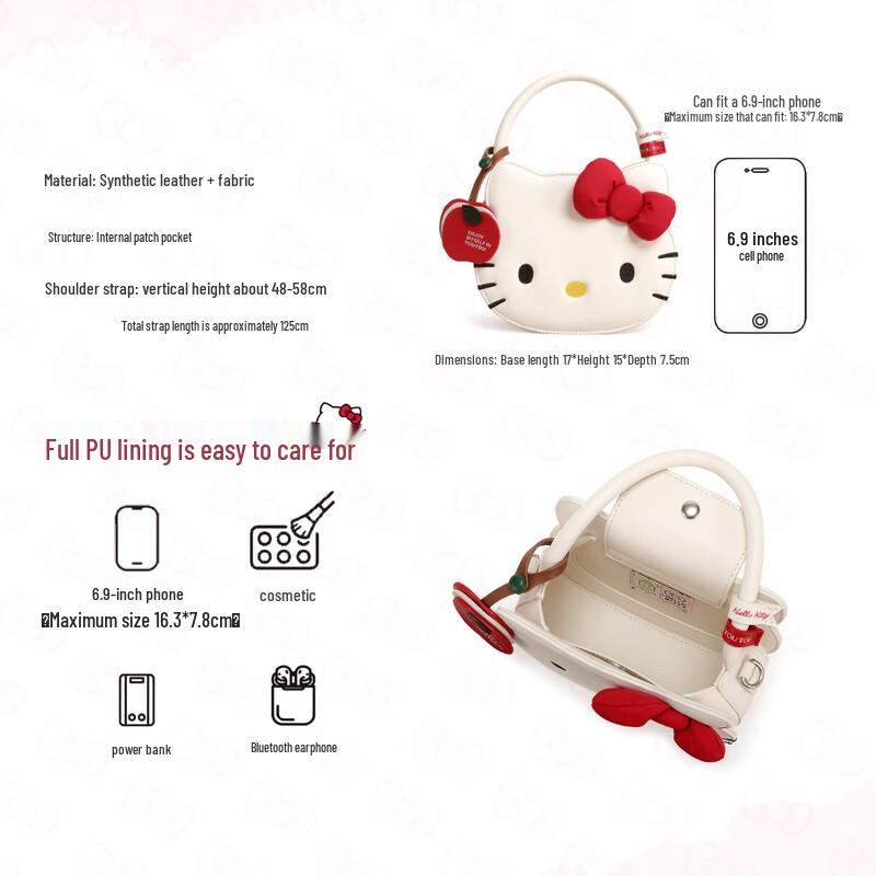 Borsa a mano Toutou Hello Kitty Faccia di Gatto in Denim