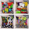 Geometric Cartoon Girl Colorful Abstract Art Drawing Pillowcase Sofa Cushion Cover Home Car Decor Home Decor