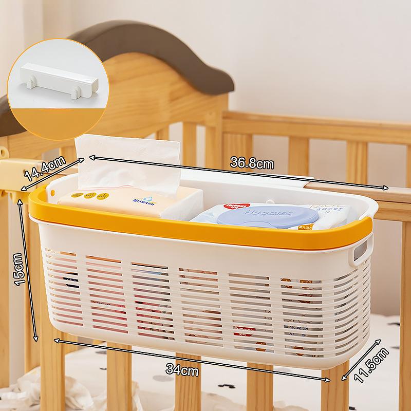 Baby Crib Sundries Storage Baskets Home Feeding Bottle Diapers Organize Box Bibs Clip Bedside Plastic Small Items Storage Basket