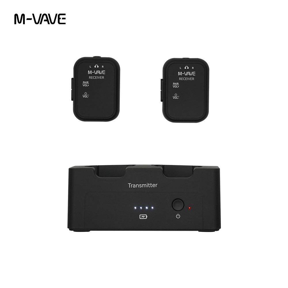 Portable Wireless In-Ear Monitor System with Charging Case, One-to-Two Transmitter and Receiver.