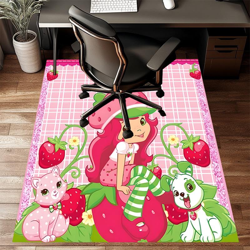 1pc Princess Strawberry (13) Design Printed Area Rug Carpet for Bedroom Living Room Home Decor Rugs Mat Non Slip Mat Rug for Bedside