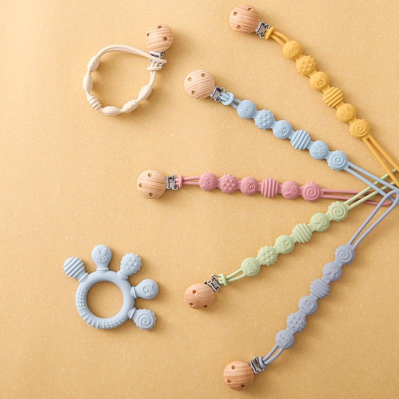 Baby Silicone Teether Infant Pacifier Chain Clip Food Grade Silicone Soother Chain Nipple Holder Baby Nursing Good Teething Toy