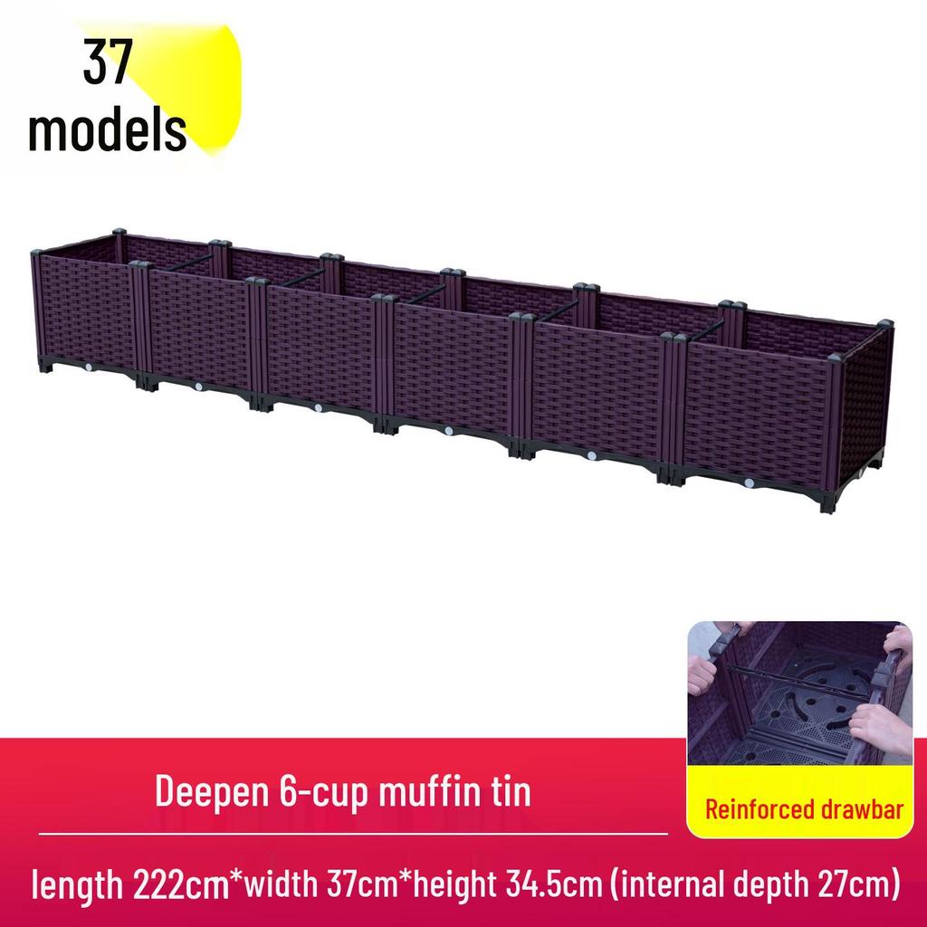 Outdoor Flower & Vegetable Planter: Large Rectangular Plastic Box for Balcony & Rooftop Gardening