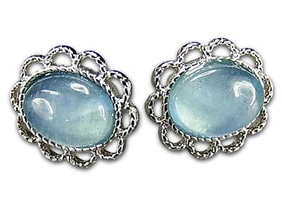 AAA Transparent Schiller High Quality Darker Aquamarine Natural Stone 925 Angel Stone [Stone Town] Effect, Earrings, Silver,