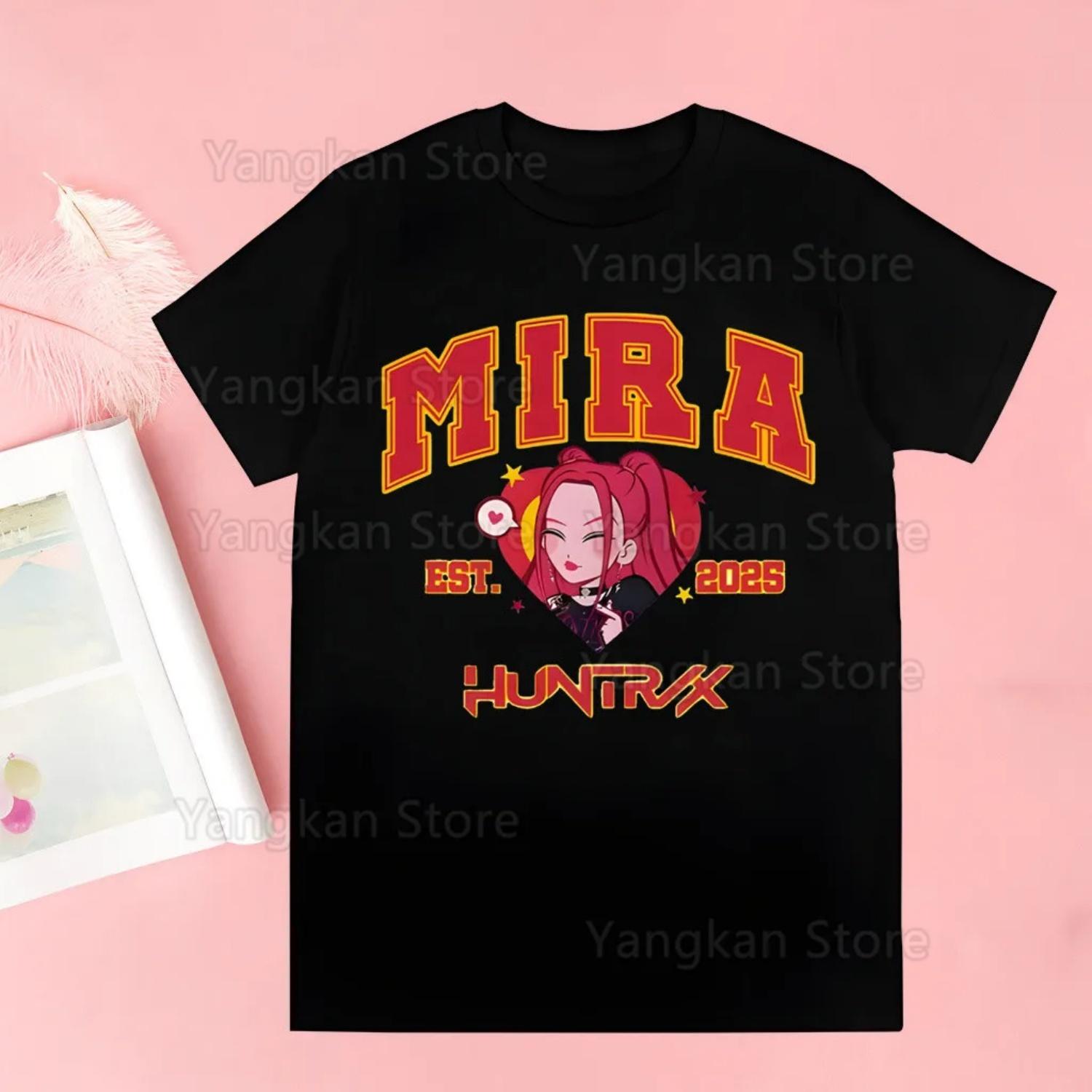 Kpop Demon Hunter K Pop T Shirt Women Kawaii Graphic Shirts Casual Short Sleeved Huntrix Kpop Tee O-neck Harajuku T-shirts S чёрный