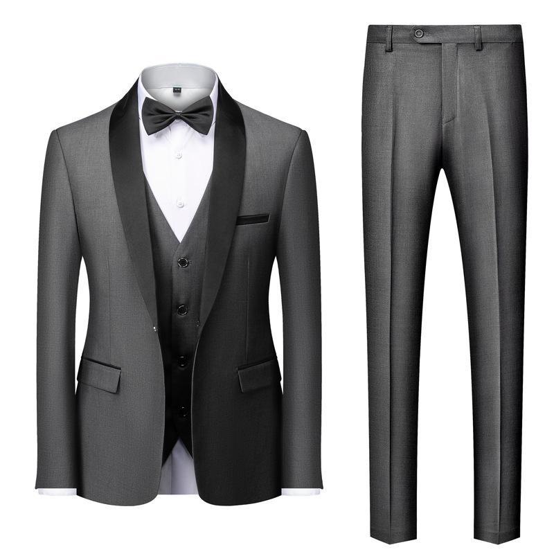Men's Plus Size Business Casual Suit Three-Piece Set for Weddings and Events