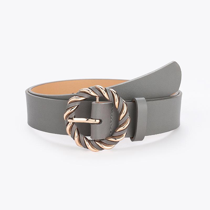Twist Buckle Pu Wrap Ladies Bare Belt Decorative Dress Vintage Round Buckle Belt Women