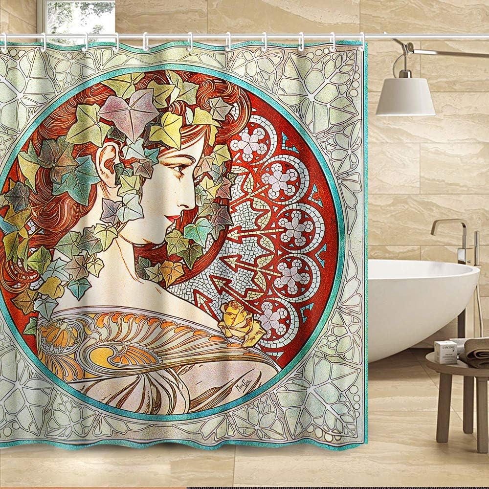 Van Gogh Irises Shower Curtain Set with Hooks, Art Painting Bathroom Decor, Waterproof Fabric