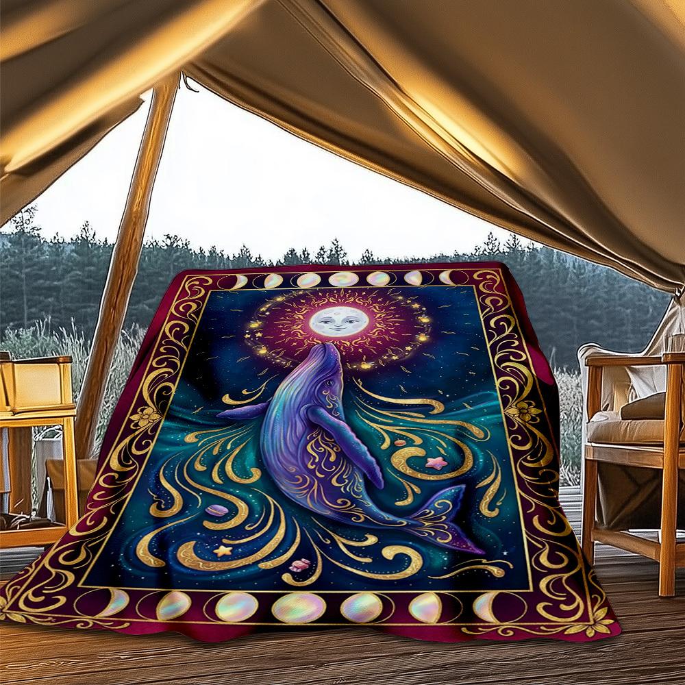 1pc Whale MoonOutdoor Blanket, Soft And Comfortable Blanket, Casual Warm Outdoor Blanket, Good Birthday Gift yy260328074