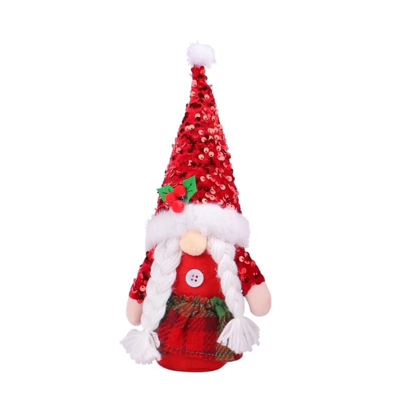 Christmas Sequins Pointed Hat Gnomes Decoration with Sand Filled Base Sparkling Sequins Hat Gnomes Tabletop Ornament