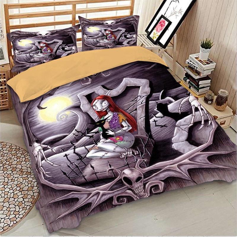 Luxurious Nightmare Before Christmas Duvet Cover With Pillow Cases Bedding Set
