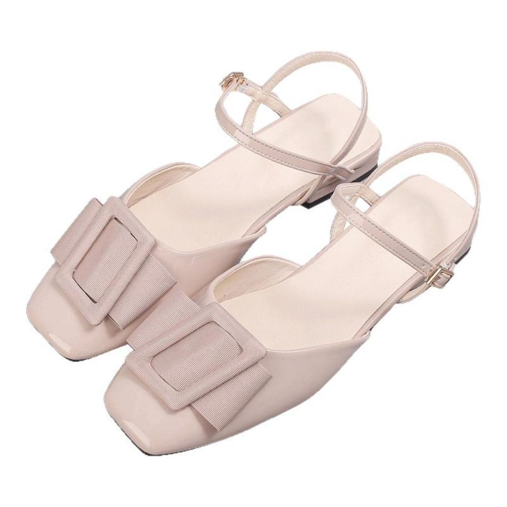 Fashion Elegant French Style Bow Women's Sandals Summer 2025 New Red Mary Jane Shoes Thick Heel Wedding Shoes Polyurethane Face Material