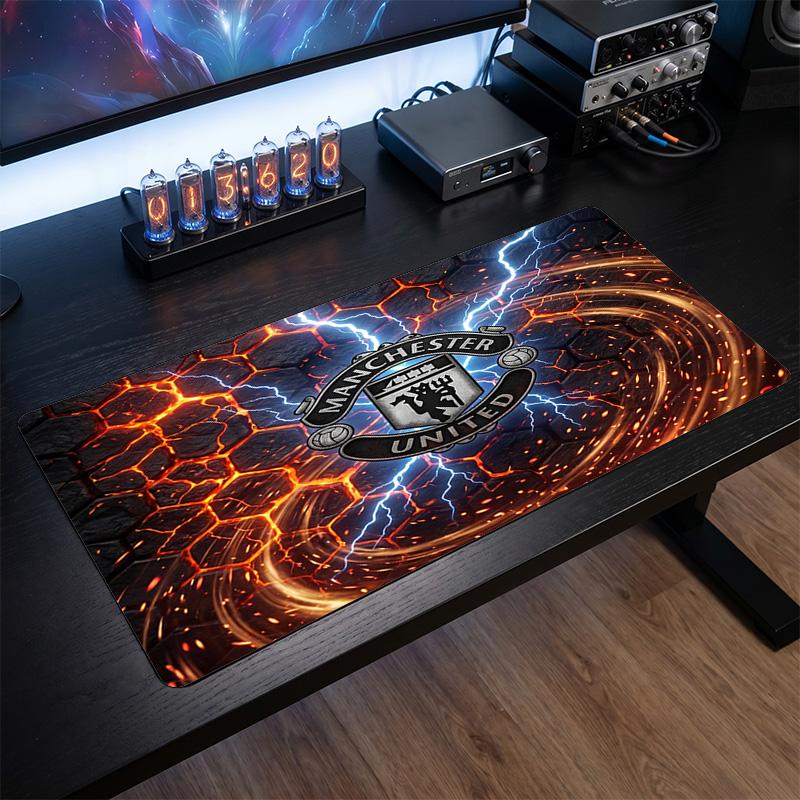 Alfombrilla de ratón grande impresa del Manchester United, alfombrilla de escritorio para gaming de goma suave antideslizante para decoración de oficina, portátil y ordenador