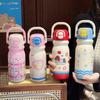 High-value Cartoon Children's Double Drink Bouncing Thermos Cup 316 Stainless Steel Straw Water Cup Handle Pot