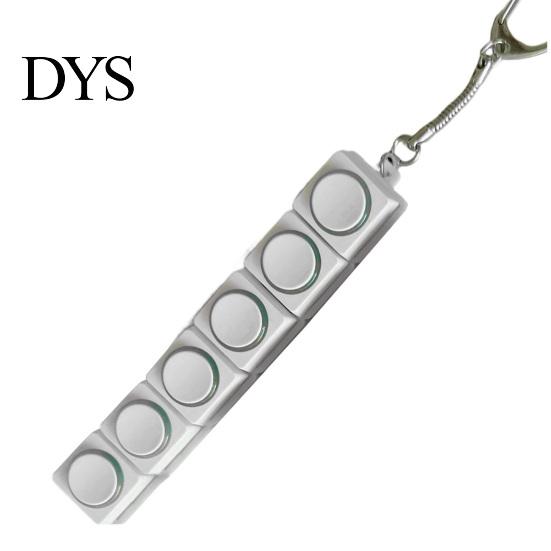 Decompression Button Toy Fidget Keyboard 1/2/3/4/5/6/9-Keys Stress Relief Finger Clicker Keychain with LED Light Portable Sensory Mechanical