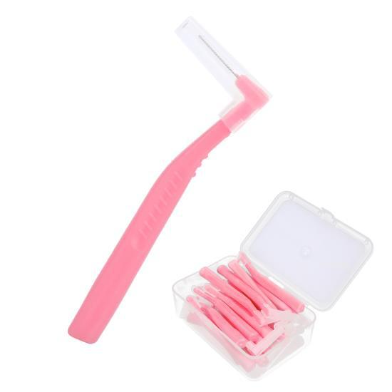 20pcs L Shape Interdental Brush Angle Cleaners  Dental Tool Teeth Cleaning Toothpick Pink 