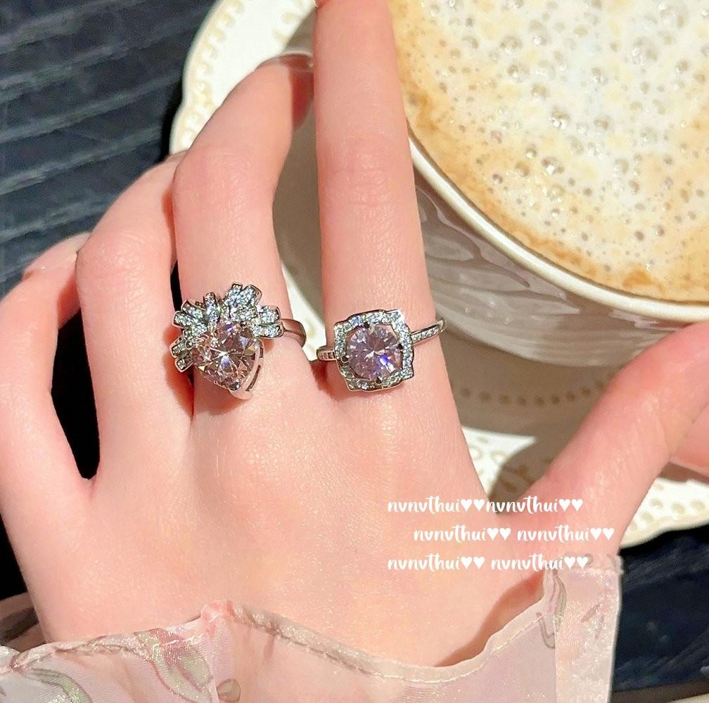 Papalacha, Pink Crystal Flower Bracelet, Rich Family Gold, 18K Gold Plated, Barbie Pink Strawberry Zircon Ring.
