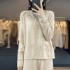 Women's 100% Pure Wool Knit Cardigan - Long Sleeve, Warm, Comfortable, Loose Fit, Slimming, Versatile Sweater.