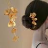 Gold Hanfu Hairpin Tassel Metal U Shape Hair Stick Retro   for Women
