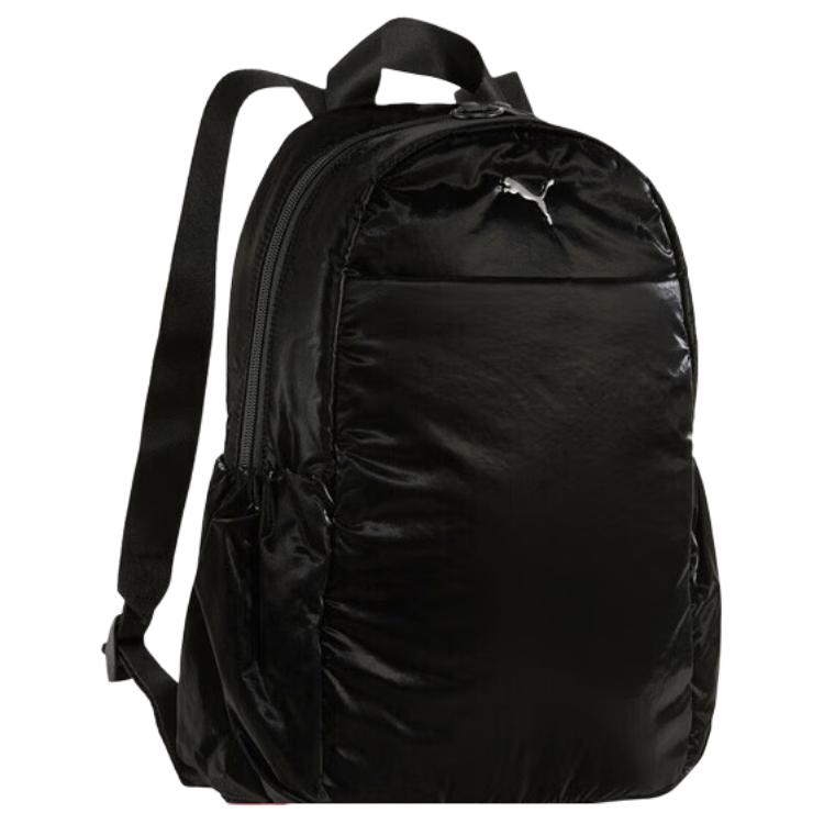 Puma Solid Color Simple Versatile Zipper Closure Fabric Backpack Medium Women backpack Black 091290-01 Black