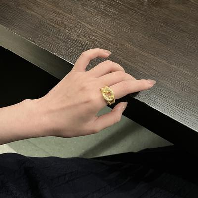 Exquisite Light Luxury Zir*****Pen Ring, Women'S Cold Wind Chain, Personality Tide, Advanced Winding Index Finger Ring
