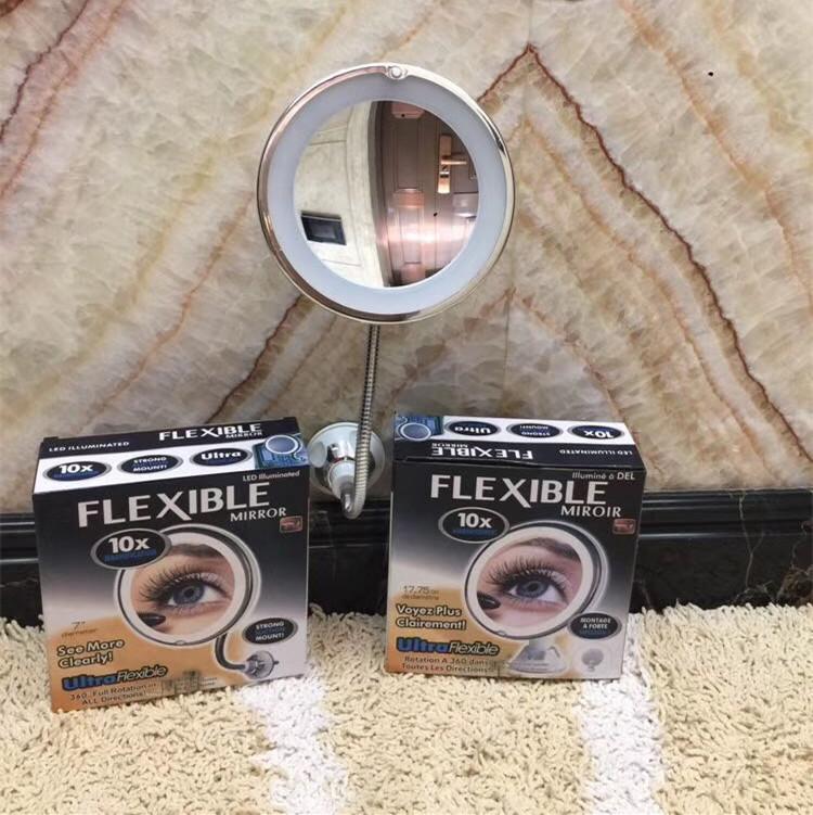 5X/10X Magnification LED Lighted Vanity Mirror, Suction Cup Rotating Makeup Mirror, High Definition Portable