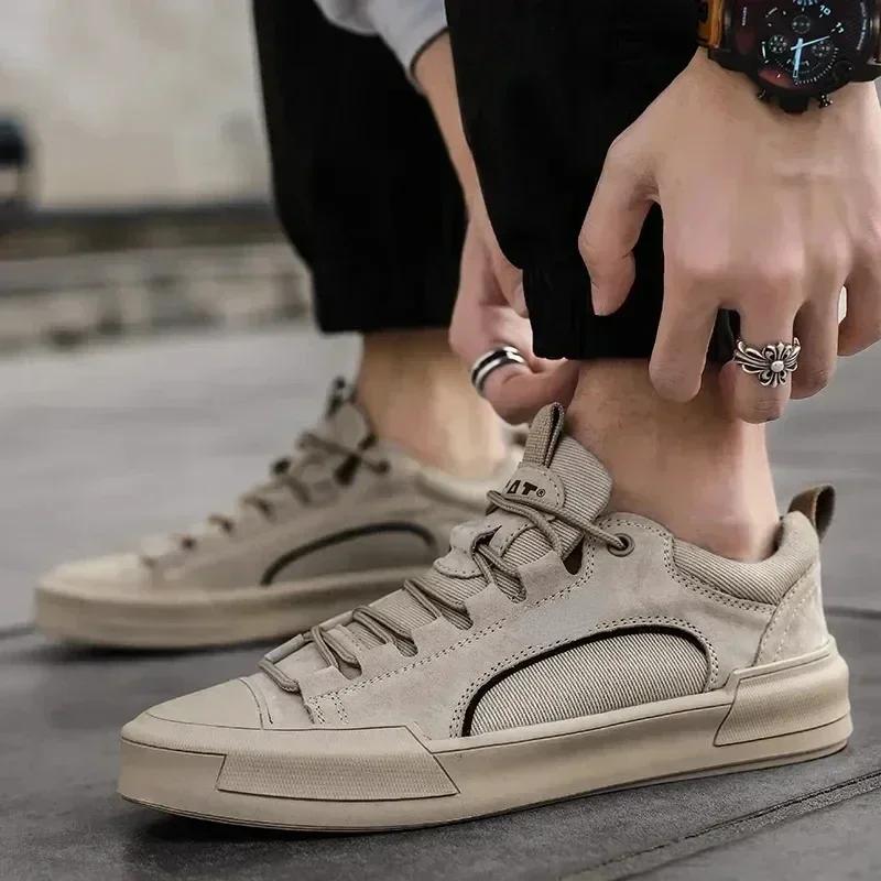 Men's Casual Leather Shoes 2024 New Shoes for Men High-top Black Casual Male Sneakers Platform New Tenis Masculino Mens Loafers