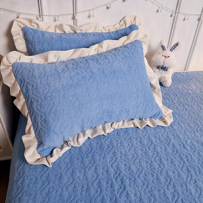 Наволочка в стилі принцеси з листя лотоса Кораловий оксамит Потовщення Наволочка для спальні Дівчата Гуртожиток Пара наволочки для подушки