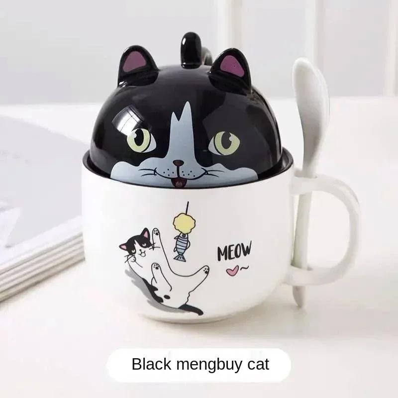 350ml Kawaii Kubek Shiba Inu Uroczy Kreskówkowy Ceramiczny Kubek z Pokrywką i Łyżeczką Kubki na Kawę Mleko Herbatę Śniadaniowe Filiżanki Naczynia do Picia Prezenty