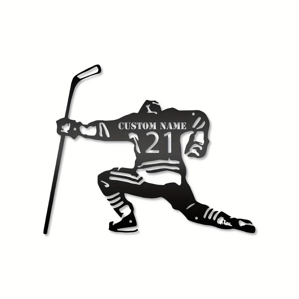 Custom Hockey Metal Wall Art Personalized Ice Player Silhouette Sports Room Decor