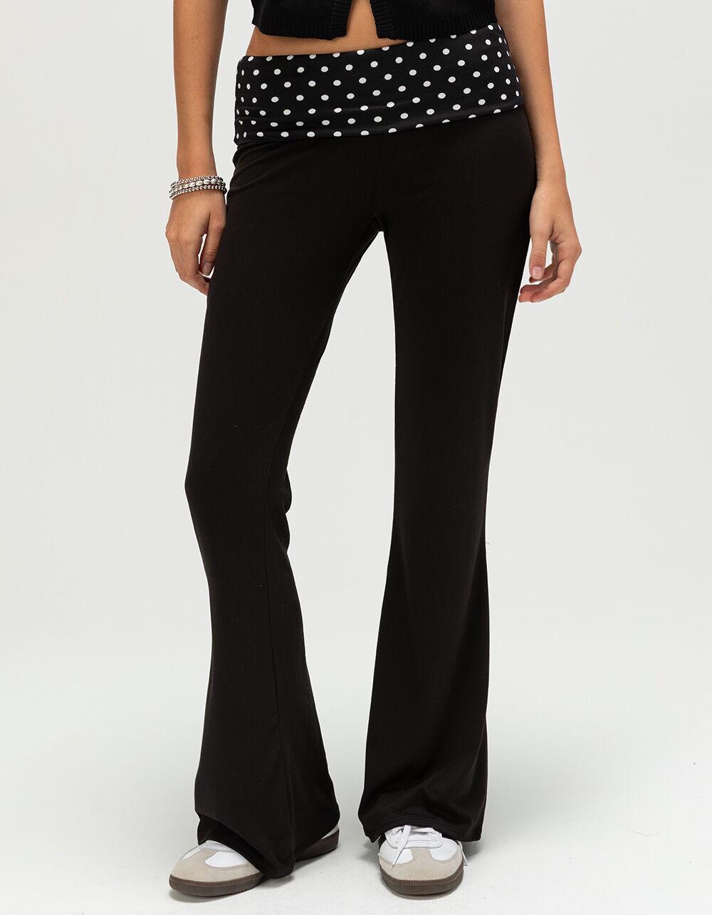 2025 Retro Polka Dot Crop Top & Color Block High Waist Pants for Women Small чёрный