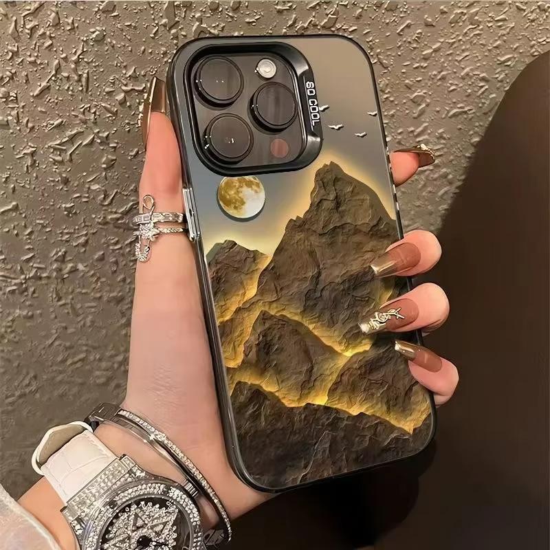 

Sunrise Mountains Print Phone Case For iPhone 17 Pro Max 16 15 Pro 14 13 12 11 XR XS 17Air Plus Hard Matte Cover iPhone XS Max чёрный