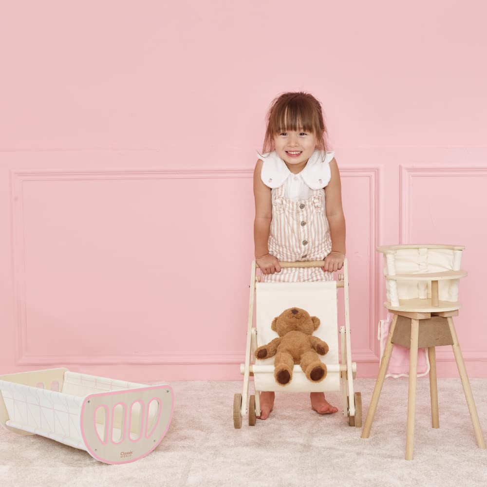 Classic World Doll Bed and Cradle for Plush Wooden Modern Cradle for Pretend Play and Perfect for Girls and Boys Ages and A Great Gift for School