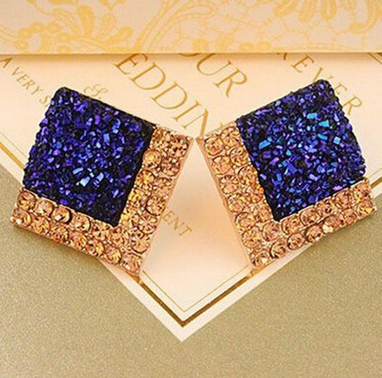 Korean Style Cat Eye Square Stud Earrings - Versatile  Exaggerated Fashion Accessory