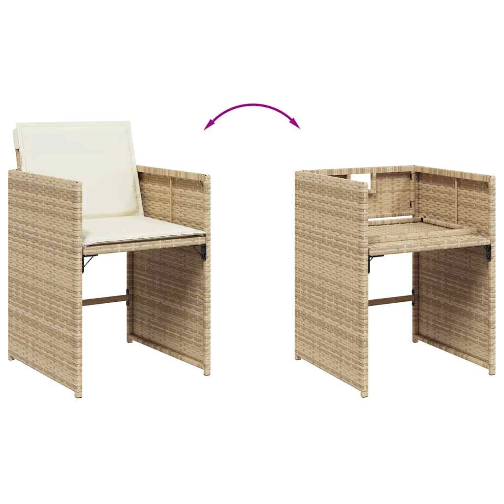 Vidaxl 9-Cz. Garden Furniture Set With Cushions, Beige, Poly Rattan