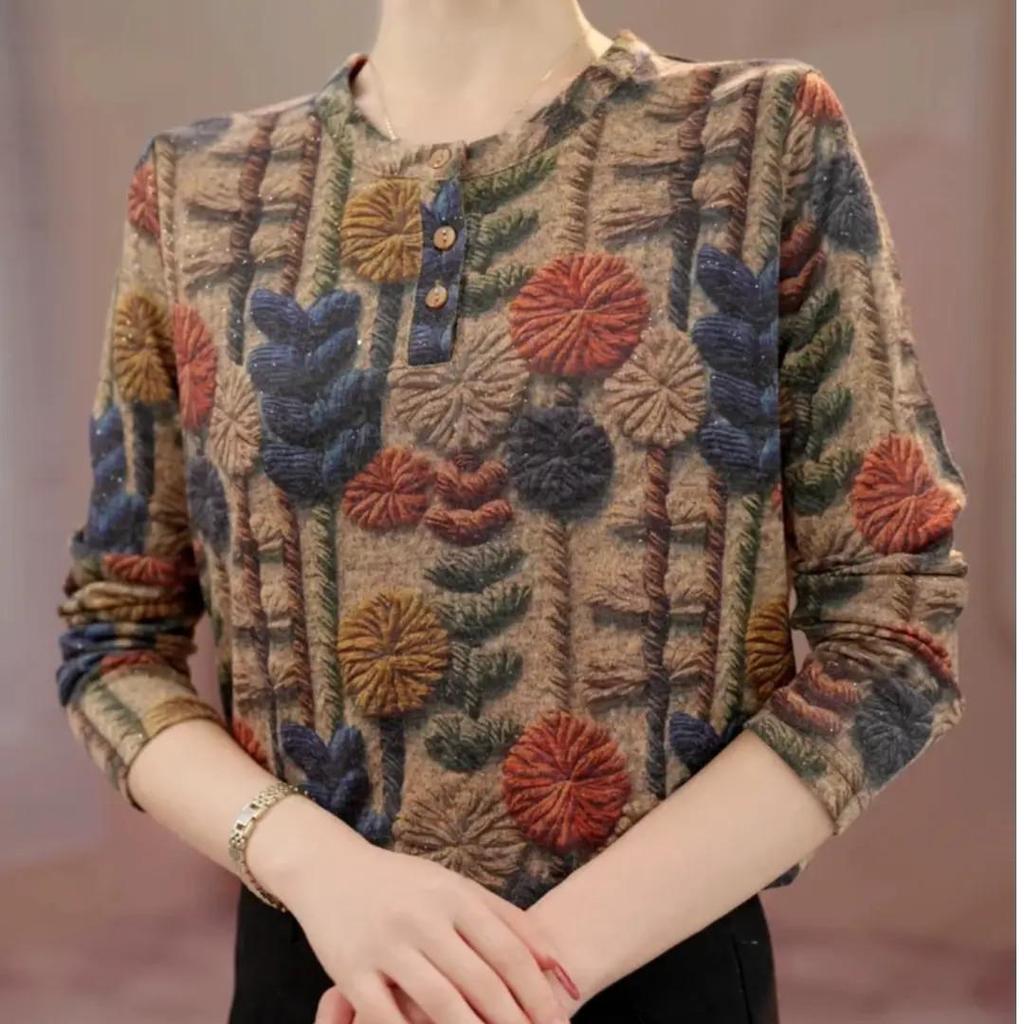 Autumn Plus Size Long-Sleeve Printed Flannel Shirt - Slimming, Casual, Loose Fit