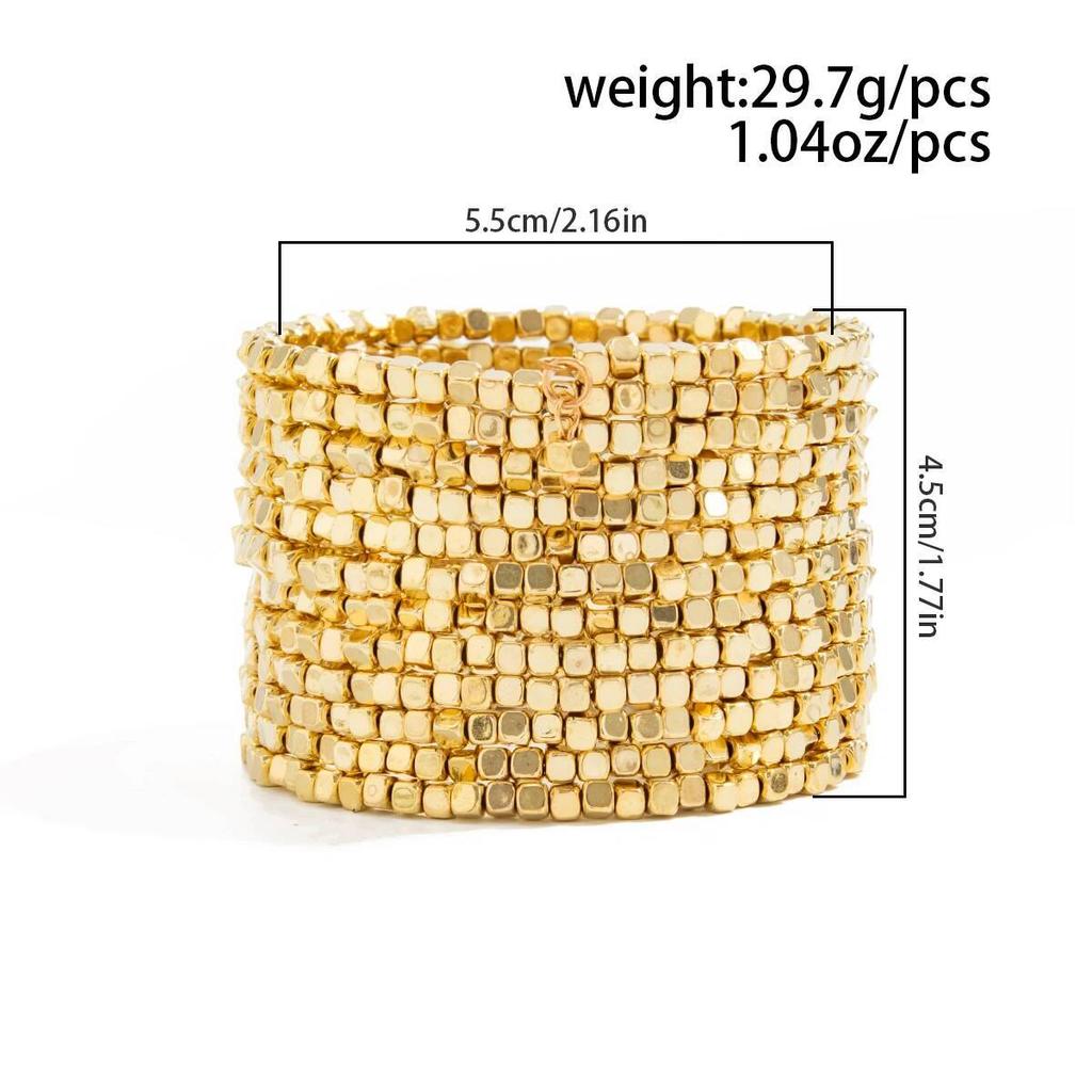 Ingemark Vintage Multi Layer Wide Bracelet for Women Punk CCB Acrylic Bead Chain Bangle Bracelet Fashion Jewelry Accessories