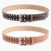 Hollowed Metal Women Leather Belt With Solid Color And Alloy Buckle Fashion