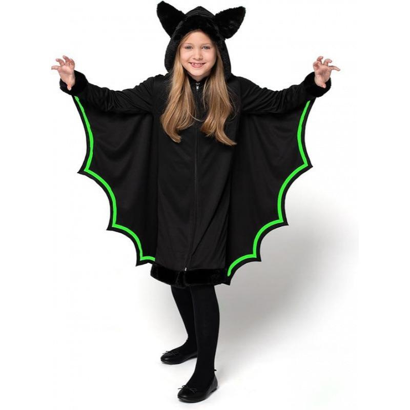 New Kids Vampire Costume Anime Black Vampire Bat Cartoon Character Halloween Costume Battle