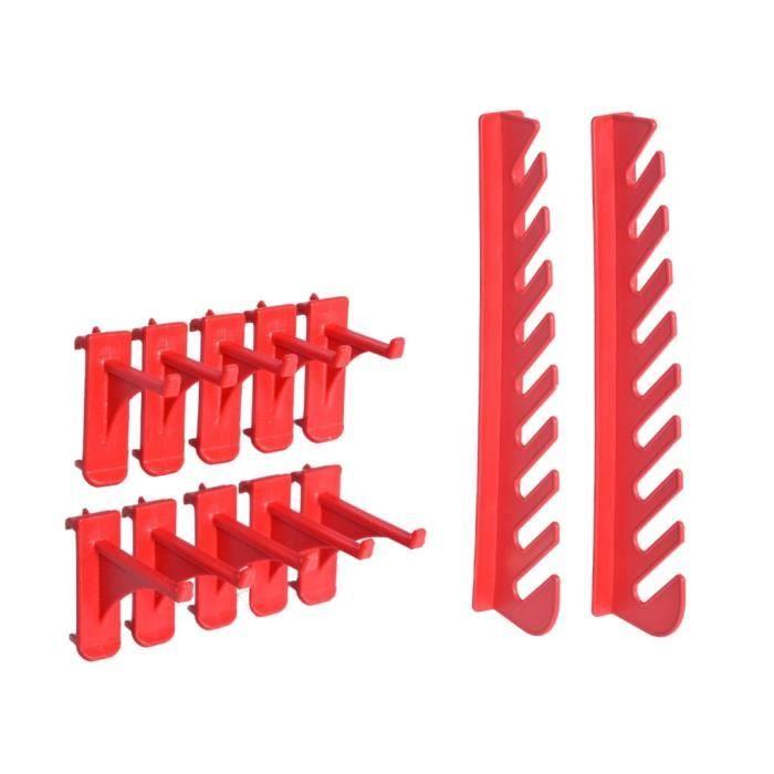 Kit de bacs de stockage et panneaux muraux - vidaXL - 34 pcs - Rouge et Noir - 9 Compartiments - Plastique