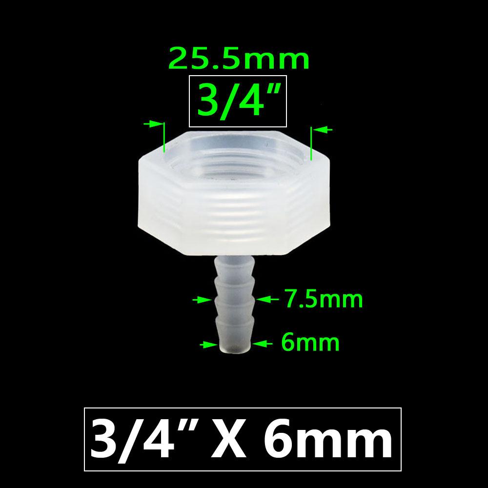 

6/8/10/12/14/16/20/25mm To 3/4 Thread Barb Connector Pipe Fittings Water Hose Coupler Pe Plastic Tube Adapter