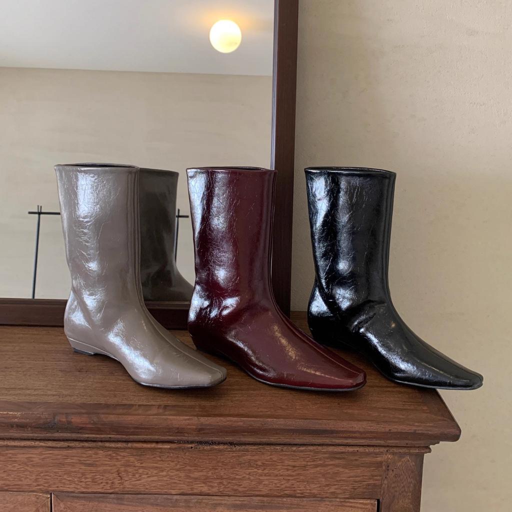 Soft sole temperament high heel thin boots women's boots 2025 fashion new versatile side zipper short boots women's flat bottom fashion trend