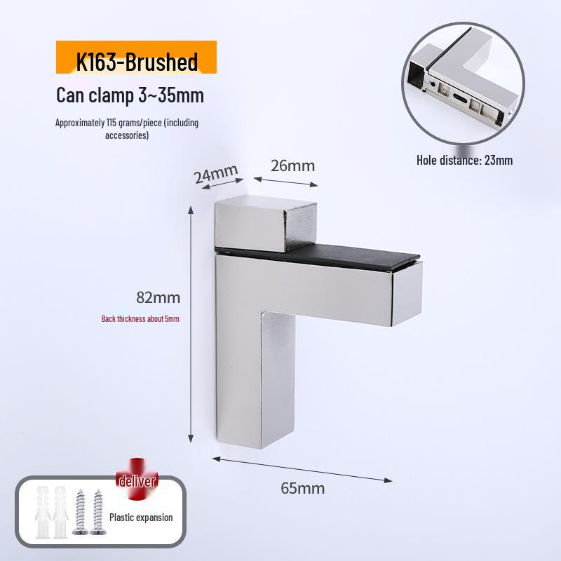 Zinc Alloy F-Shaped Glass Clip: Bathroom/Kitchen Shelf Support Bracket