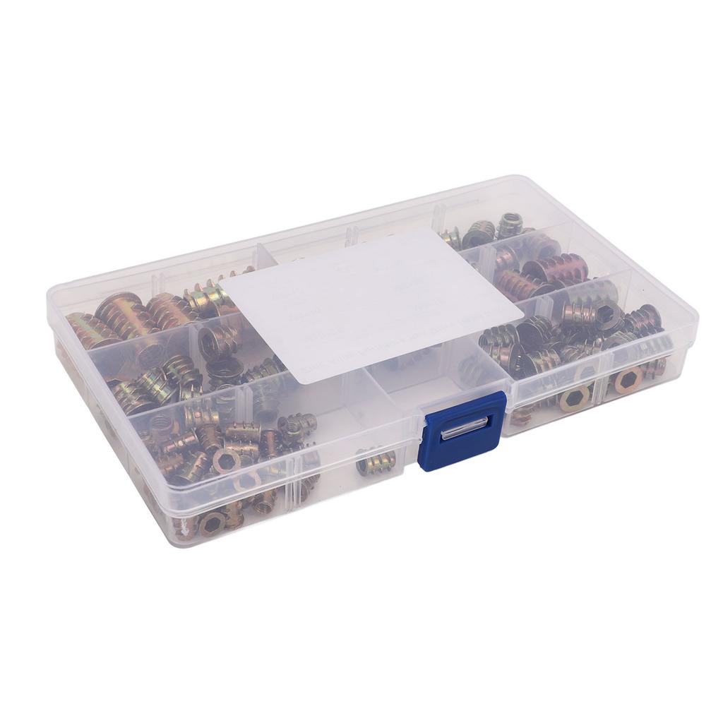 100Pcs Zinc Alloy Furniture Hex Drive Head Nuts Assortment Set with Storage Box High Hardness M4 M5 M6 M8 M10