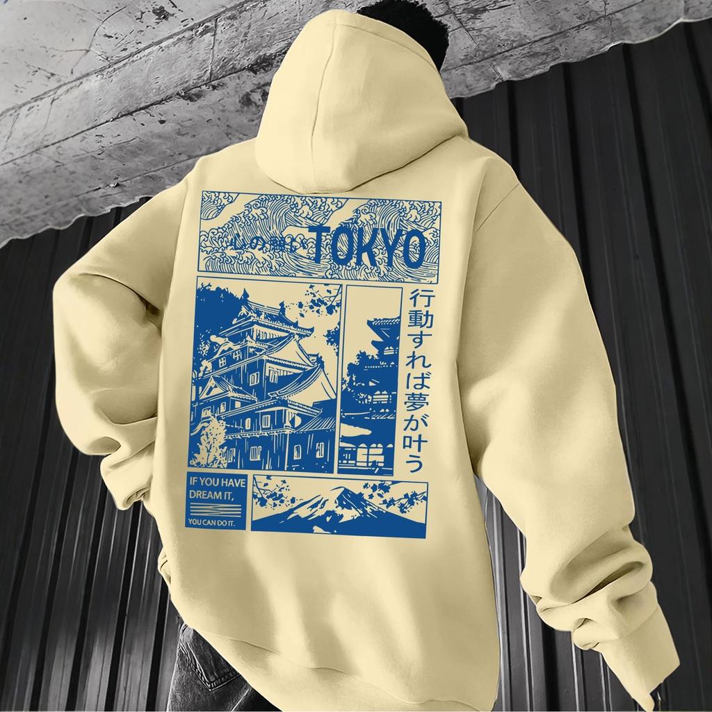 Men's Hooded Sweater TOKYO Comic Print Loose Pullover Hoodie Casual Men's Wear